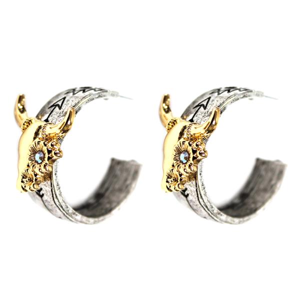 WESTERN HORSE HEAD CRYSTAL HOOP EARRING