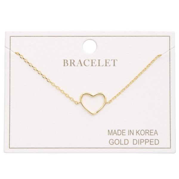 Heart Charm Metal Gold Dipped Bracelet