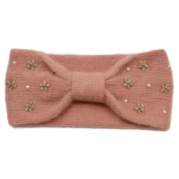 Rhinestone Flower Studded Headwrap