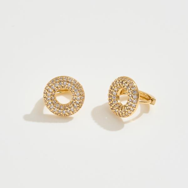 14K Gold Dipped Circle Cubic Zirconia Earring