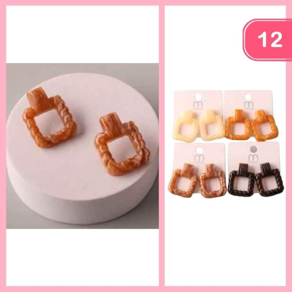 Twist Square Doorknocker Earrings (12 Units)