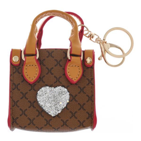 HEART ACCENT MINI TOTE BAG CHARM KEYCHAIN