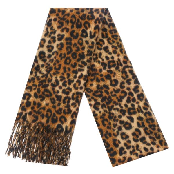 Leopard Pattern Fringe Oblong Scarf