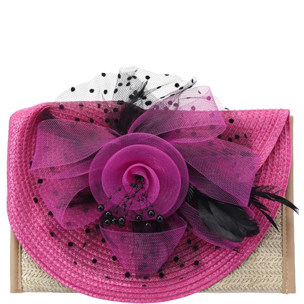 Woven Fascinator Feather Design Evening Clutch