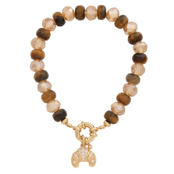 Croissant Charm Beaded Bracelet