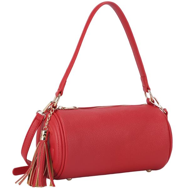 Smooth Cylinder Tassel Shoulder Crossbody Bag