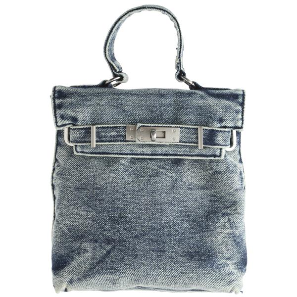 WASHED DENIM HANDLE BAG