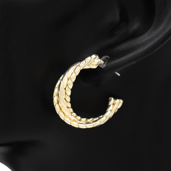 LAYERED TWIST TEXTURED HOOP EARRING
