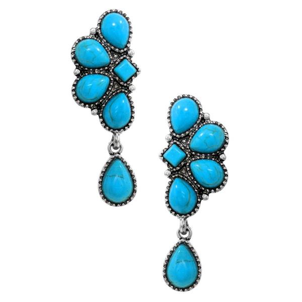 WESTERN SEMI STONE TURQUOISE BEAD EARRING