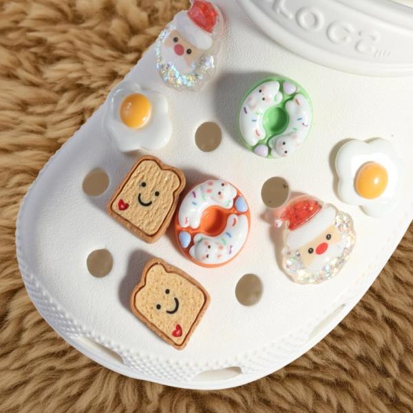 SANTA CLAUSE EGG TOAST FOOD SHOE CHARMS