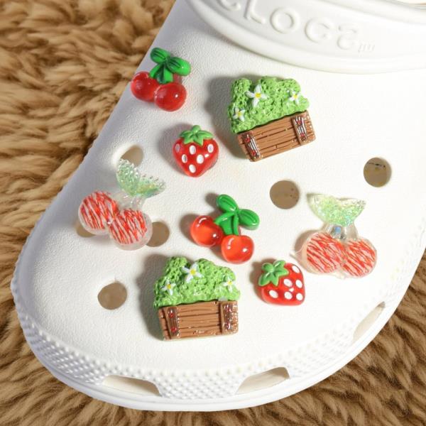 Cute Cherry Strawberries Flower Shoe Charms