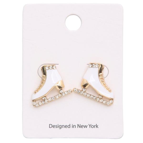 Metal Rhinestone Ice Skates Earring