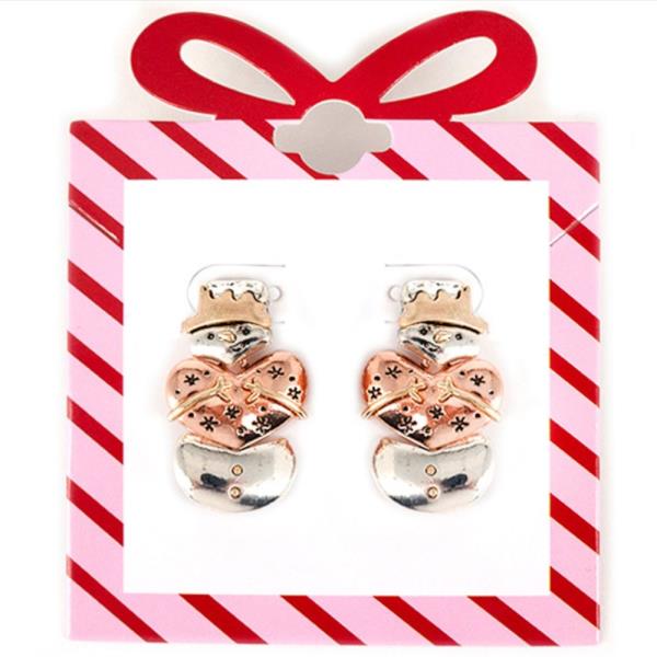 SNOWMAN METAL DANGLE EARRING