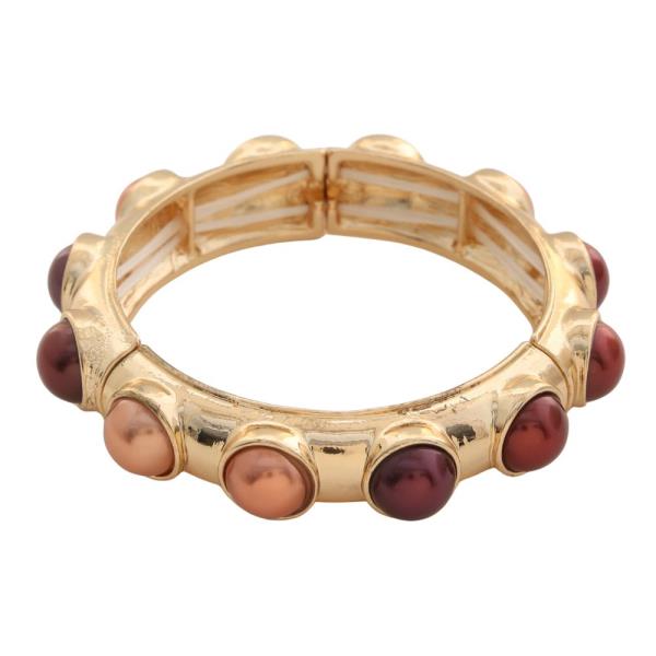 Gradation Colored Pearl Cabochon Stretch Bracelet