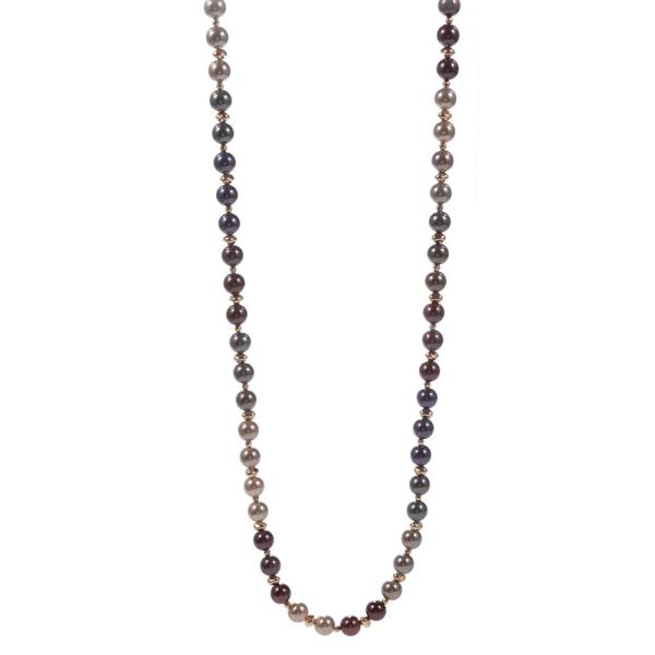 Gradation Colored Pearl Mixed Long Necklace