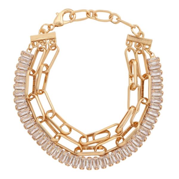 Crystal Oval Link Layered Bracelet