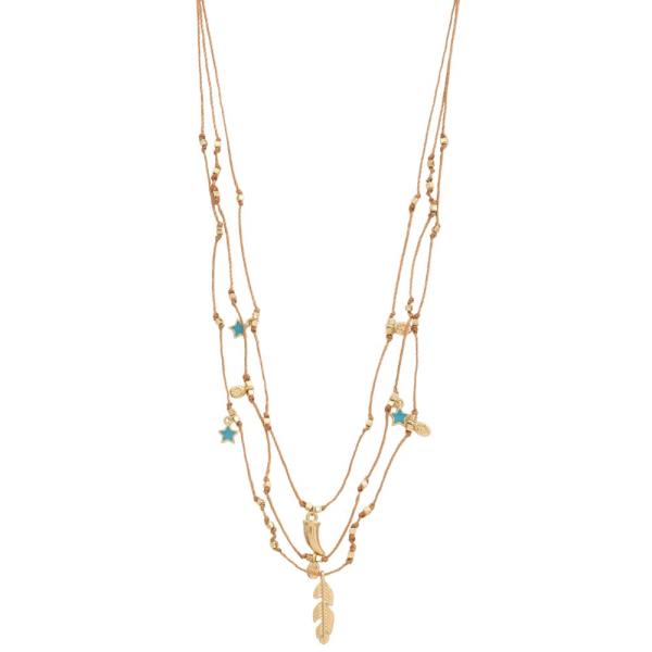 Dainty Leaf Multi Charm Layered Necklace