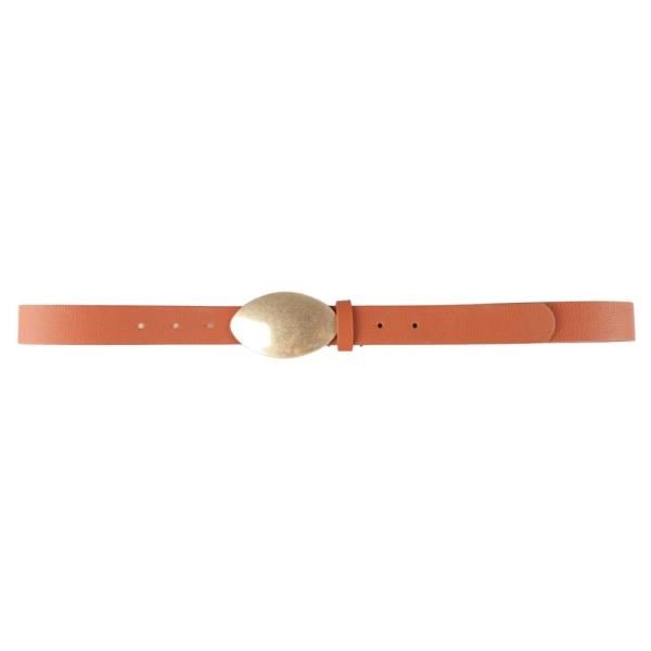 OVAL METAL BUCKLE FAUX LEATHER BELT