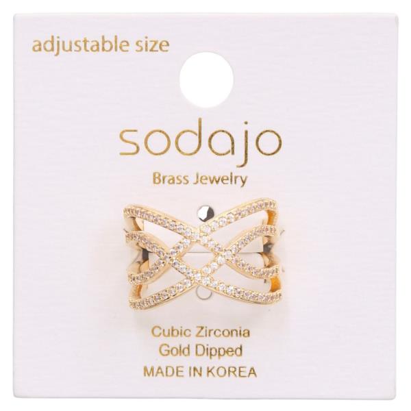 SODAJO CZ CRISS CROSS ADJUSTABLE RING