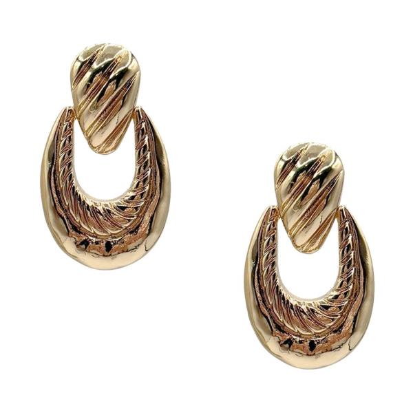 Textured Metal U Shape Drop Earring