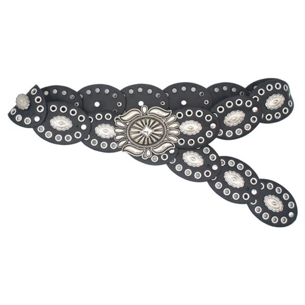 Western Concho Studded Leather Link Belt