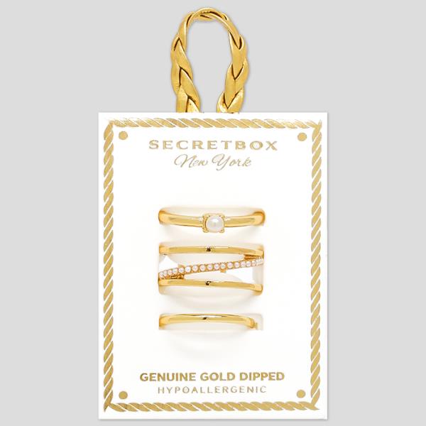 SECRET BOX Gold Dipped 3 Ring Set