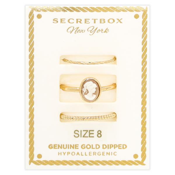 SECRET BOX Gold Dipped 3 Set Ring