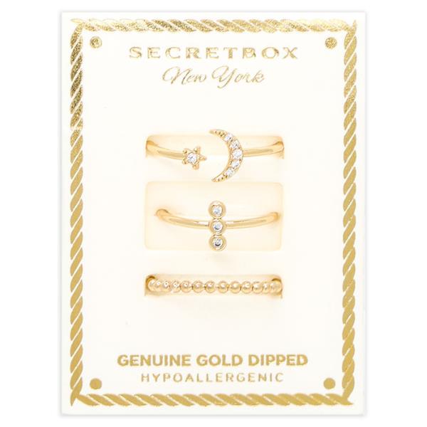 SECRET BOX Gold Dipped Ring 3 Set