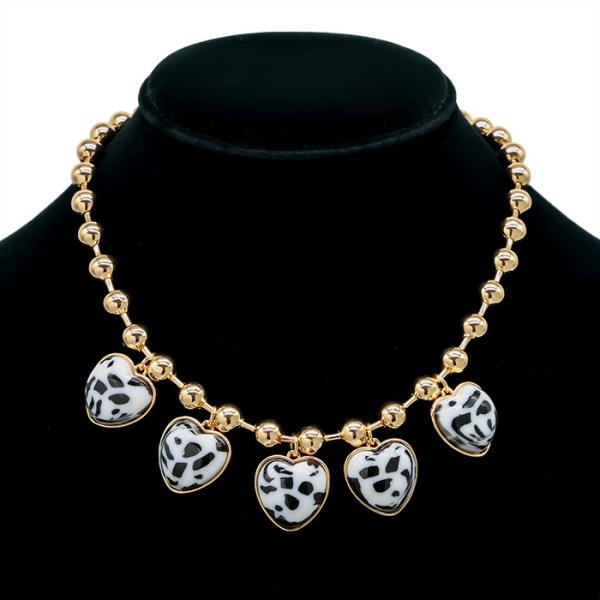 SECRET BOX Leopard Heart Ball Chain Necklace