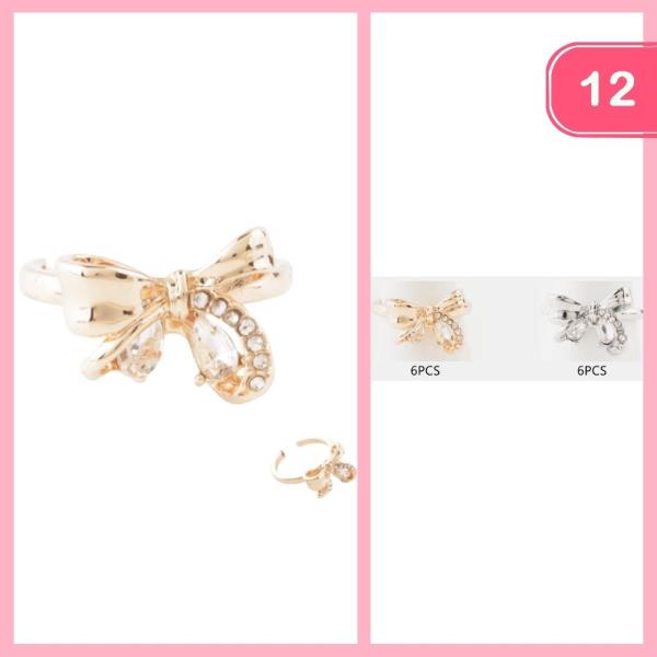 Rhinestone Bow Ring (12 Units)