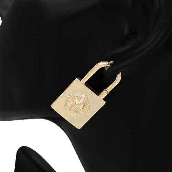 Lion Head Lock Metal Earring