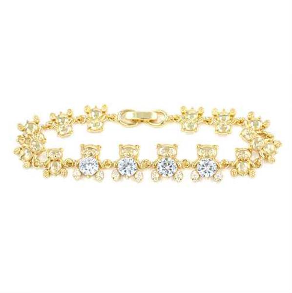Teddy Bear Rhinestone Metal Bracelet