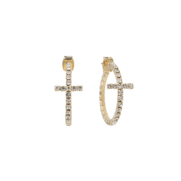 CROSS MEMORY HOOP EARRING