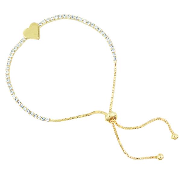 Rhinestone Heart Slide Adjustable Bracelet