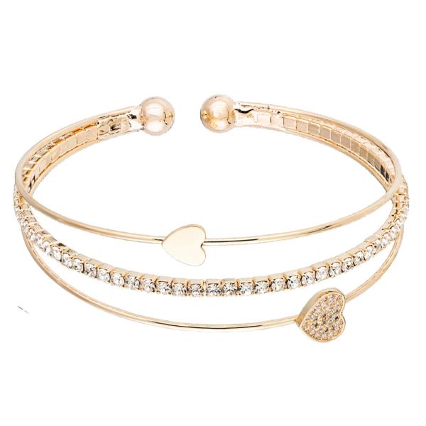 Layered Cubic Zirconia Heart Shape Wire Bracelet