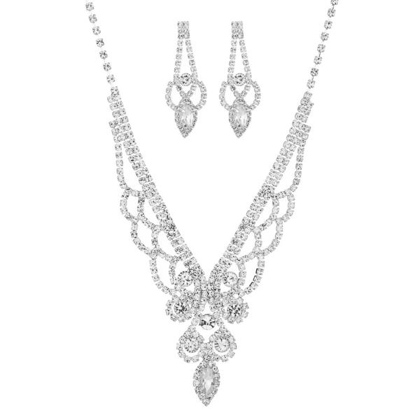 Round Marquise Necklace Set 2 Pc
