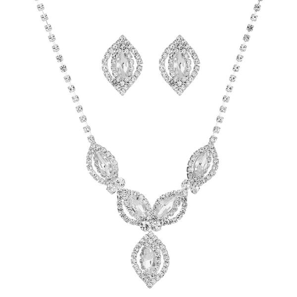 Marquise Cluster Necklace 2 Pc Set