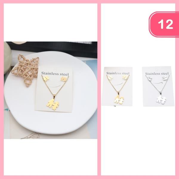 Stainless Steel Necklace Earring Set (12 Units)