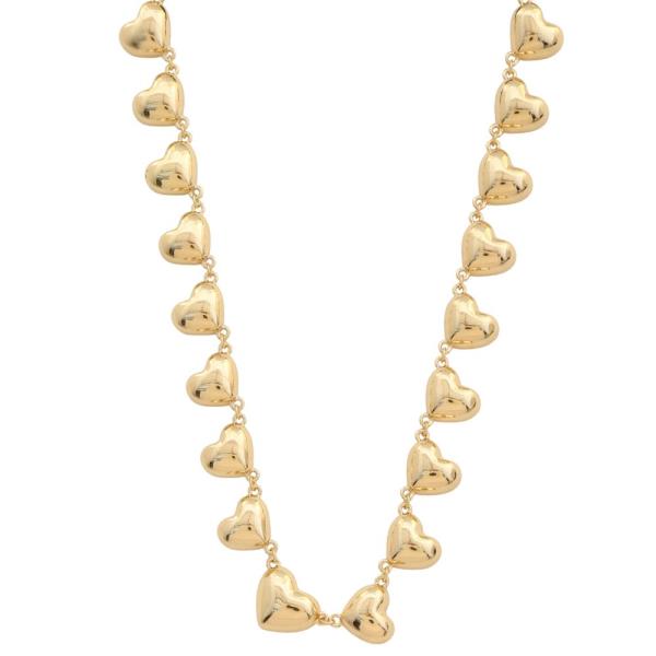Puffy Heart Metal Charm Station Necklace