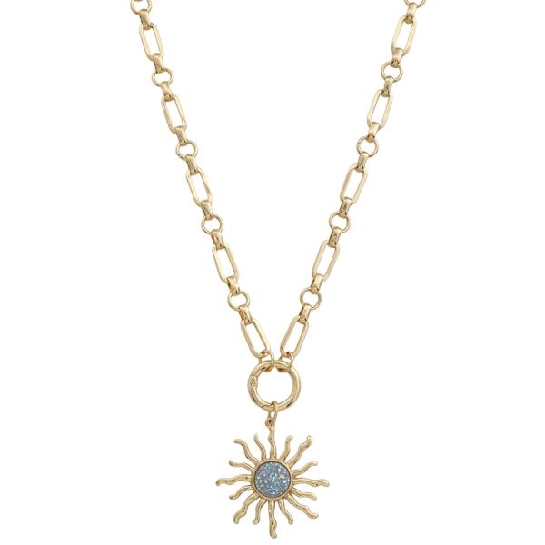 SUN BURST DRUZY PENDANT NECKLACE