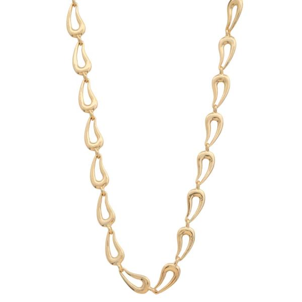 Two Tone Teardrop Link Metal Necklace