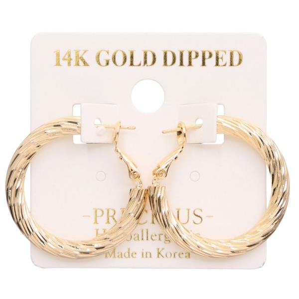 14K GOLD DIPPED TEXTURED HOOP EARRING