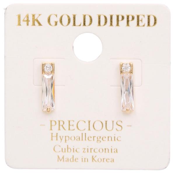 14K Gold Dipped Crystal Rectangle Earring