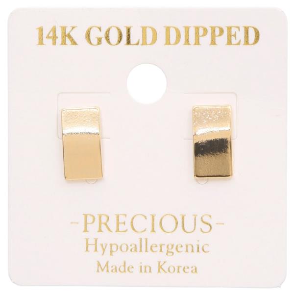 14K Gold Dipped Rectangle Earring