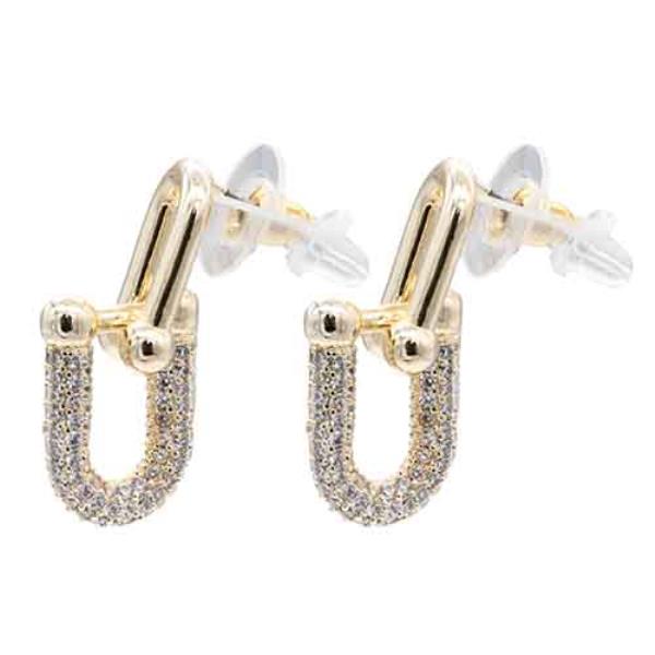CZ U Link Metal Earring