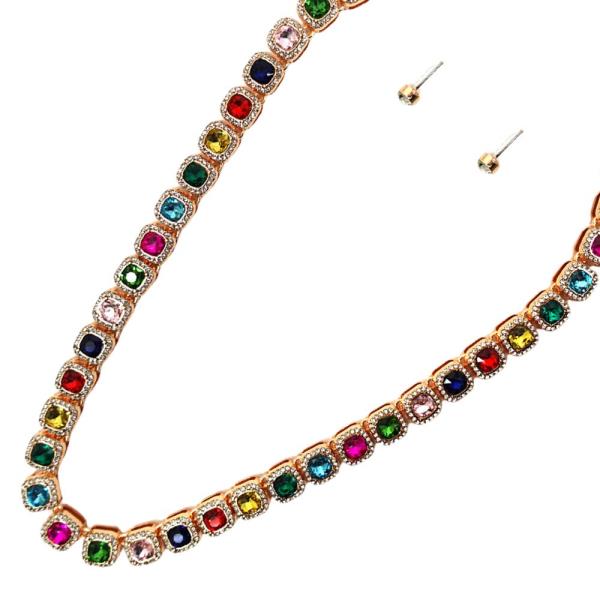 Crystal Stone Chain Necklace