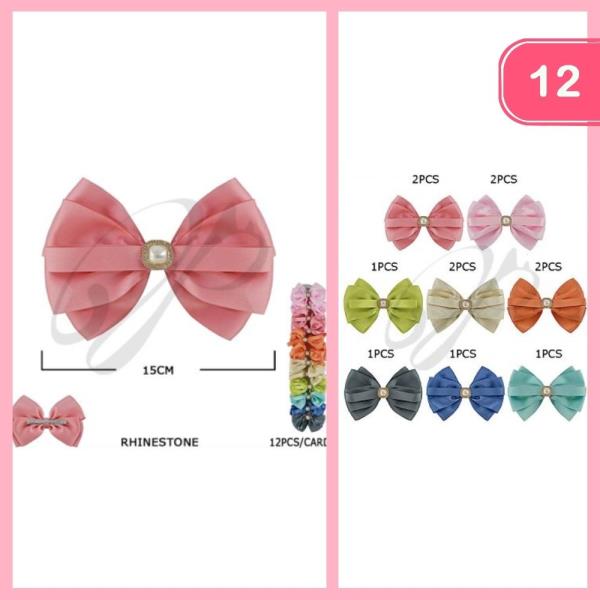 Rhinestone Pearl Hair Bow (12 Units)