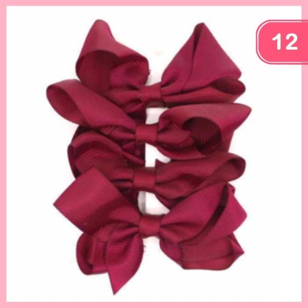Ribbon Hair Bow Set (12 Units)