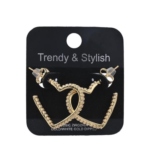 CZ Heart Hoop Gold Dipped Earring
