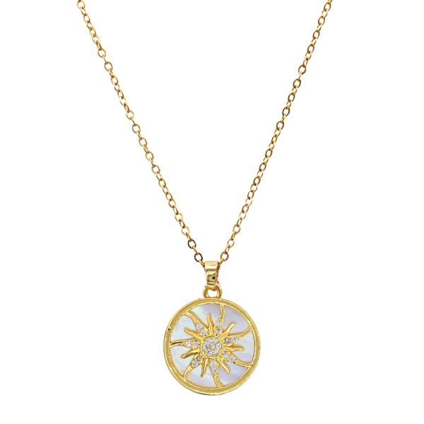Sun Round Charm Stainless Steel Necklace